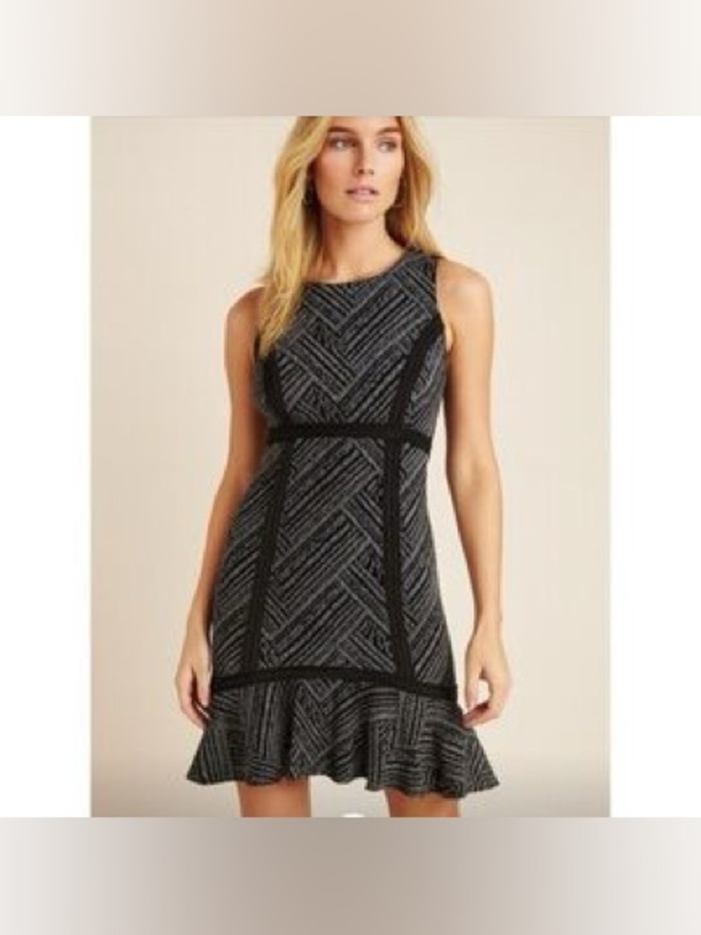 Tabitha Anthropologie Sleeveless Fit And Flare Dress Crossbeam Pattern Womens 10